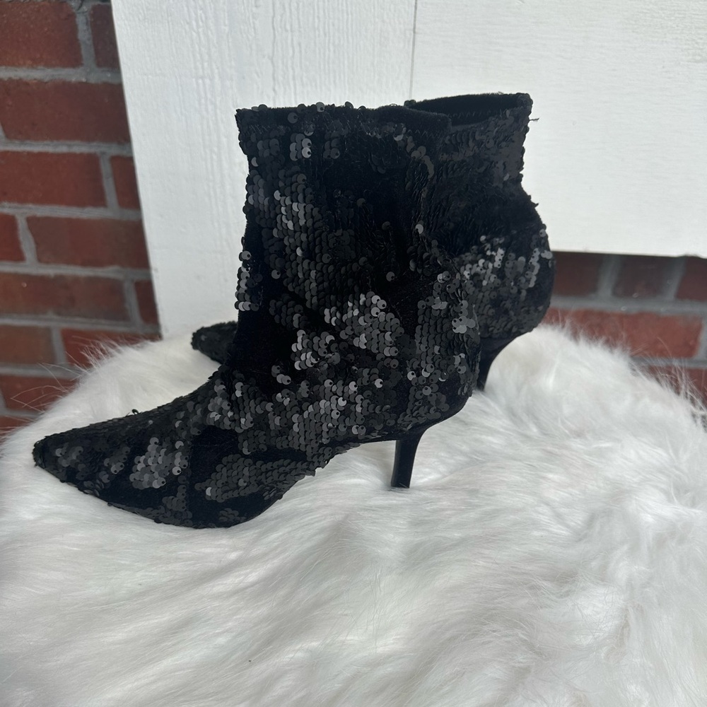 ZARA Sequin Velvet Sock Ankle Booties - Picture 4 of 7